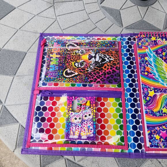Lisa Frank Vibrant Multicolor Tikanni Wolf Art Activity Tri Fold Binder Set - Picture 9 of 13